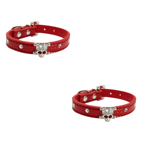 Housoutil 2 STK Halloween-schädel-haustierhalsband Kleidung Welpenhalsbänder Welpen-Outfits Rotes Katzenhalsband Schickes Katzenhalsband Halloween-pu-haustierhalsbänder Pu-hundehalsbänder von Housoutil