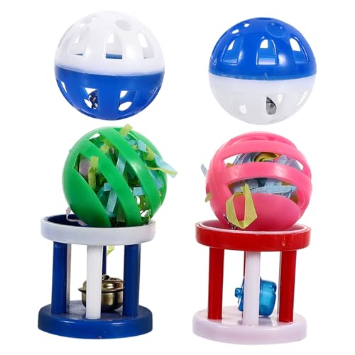 Housoutil 2 Sätze Vogel Spielzeugball Beruhigende Spielsachen Vogelbiss-Spielzeug Für Haustiere Vogelfutter Kauglocke Spielzeug Für Draußen Plastik Katzenspielzeug Beschwichtigen von Housoutil