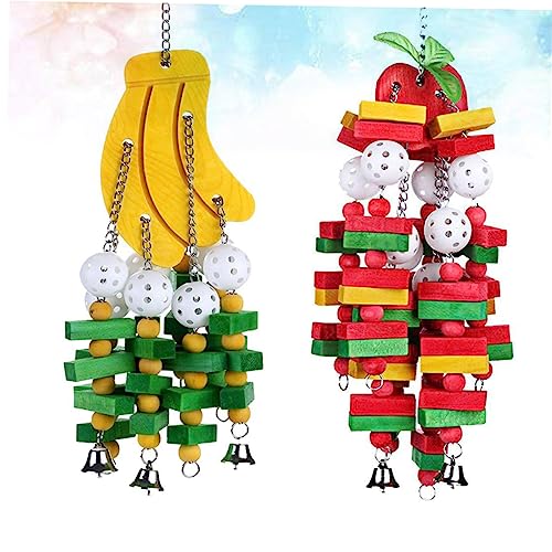 Housoutil 2 Stück Schnur Vogelbarsch Papagei lustiges Spielzeug Holzspielzeug Spielzeug für Vögel Spielzeuge Papageienspielzeug Papageienzubehör Banane große Schnur Bambus von Housoutil