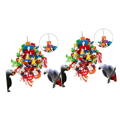 Housoutil 2St Ara-Spielzeug Tierfutter Spielzeugvögel Papageienkäfig Vogelfutter Spielzeuge Papagei-Seil-Spielzeug Papageienspielzeug zum Aufhängen hängend Papageienzubehör Hölzern von Housoutil