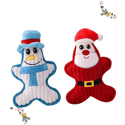 Housoutil 2stücke Plüschspielzeug Für Hunde Weihnachtsmann Geräuschspielzeug Für Haustiere Und Fördert Zahnpflege Und Langeweile von Housoutil