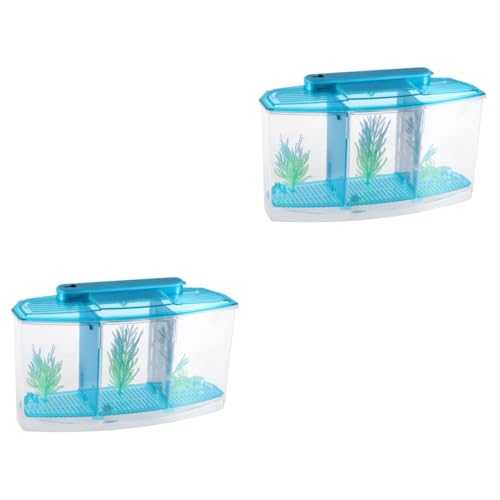 2St Kinder Aquarium aufzuchtfutter Fische Home Dekoration Fische züchten wohnungsdeko Aquarium Mini Goldfischbecken Mini-Aquarium Desktop-Aquarium klein Betta-Box Ausrüstung Büro von Housoutil