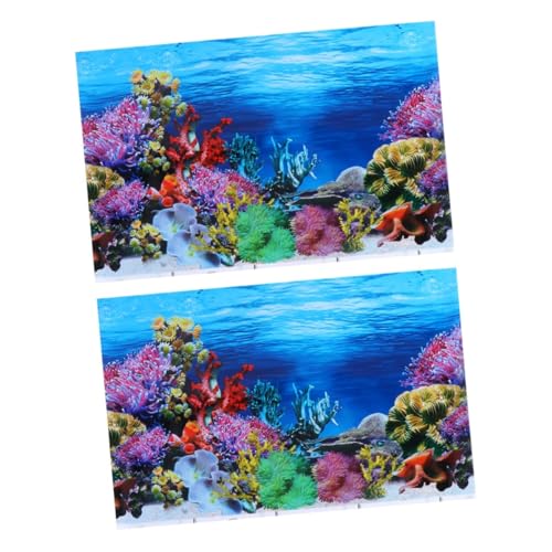 Housoutil 2st 10-gallonen-Aquarium-Hintergrund Aquarium-hintergrundbild Unterwasser-Hintergrund Meereshintergrund Aquarium Aufkleber Hintergrund Terrarium-Hintergrund Schwamm 3D Poster von Housoutil
