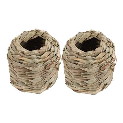 Housoutil 2pcs Gemütliche Stroh Tunnel Nest für Hamster Kreative Pet Hideout Burg Dekorative Nest Sicher Hideaway von Housoutil