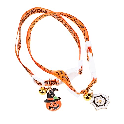 Housoutil 2pcs Haustier Katze Halloween Dekorationen Einstellbare Kürbis Kragen Glocke Kragen für Haustier Katzen von Housoutil
