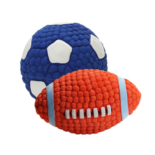 Housoutil 2st Hundebälle Quietschendes Fußballspielzeug Für Hunde Haustier Quietschendes Fußball-hundespielzeug Unverwüstlicher Hund Rugby-hundespielzeug Hundekauen Unzerstörbar Kleiner Hund von Housoutil