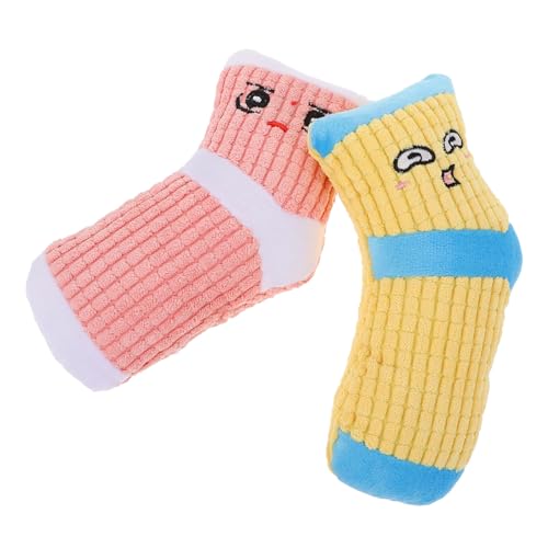 Housoutil 2stücke Plüsch Quietschsocken Hundespielzeug Kauspielzeug Für Hunde Molarspielzeug Für Aktives Spielen Und Zahnpflege Für Kleine Und Mittlere Hunde Fördert Das Natürliche von Housoutil