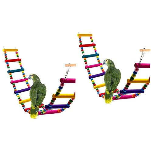 Housoutil 2 Stück Papageien-schaukelspielzeug 12-stufige Leiter Stahldraht Vogel-kletterspielzeug Für Papageien Sittiche Und Haustiere von Housoutil