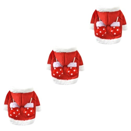 Housoutil 3 STK Weihnachtspullover Hunde-Weihnachtsmann-Kostüm Hundepullover für kleine Hunde Welpe Kleider roter Kapuzenpullover Hundebekleidung für den Winter Weihnachtskleidung für Hunde von Housoutil