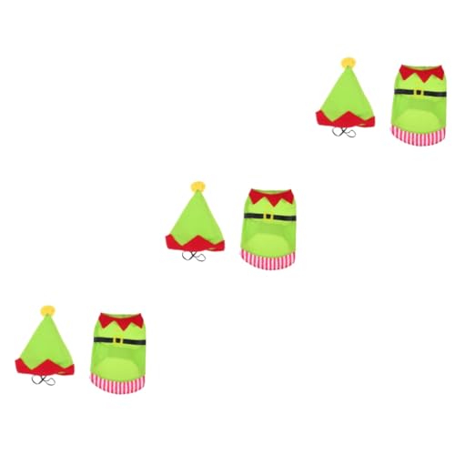 Housoutil 3 Sätze Hundeelfen-Outfit Weihnachtspullover für Haustiere Mäntel Pullover Kleider kreatives Hundekleidungsstück Partykleidung für Haustiere Hündchen Jacke mit Hut Kleiderset von Housoutil