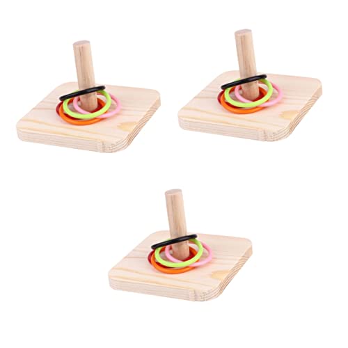 Housoutil 3 Sätze Zubehör Für Sittichkäfige Zubehör Für Wellensittichkäfige Desktop-Spielzeug Holzspielzeug Vogel-Intelligenz-Spielzeug Ringwurf-Spielzeug Bambus Papagei Vogelfutter von Housoutil