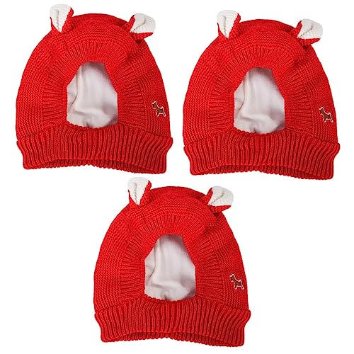 Housoutil Haustier Strickmütze USMNT Hut 3 Stück Kostüm Motorhaube Hut Haustier Kopfbedeckung Zubehör Herbst Und Winter Warmer Hut von Housoutil