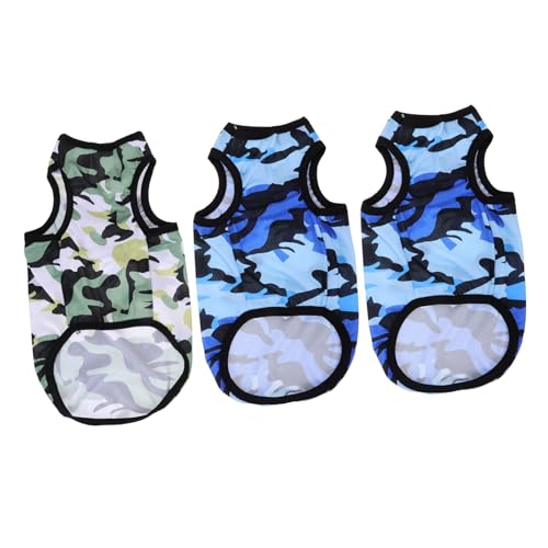 Housoutil Welpen Camouflage Weste 3pcs Hund Shirt Atmungsaktiv Winddicht Haustier Kostüm für für Outdoor Walking von Housoutil