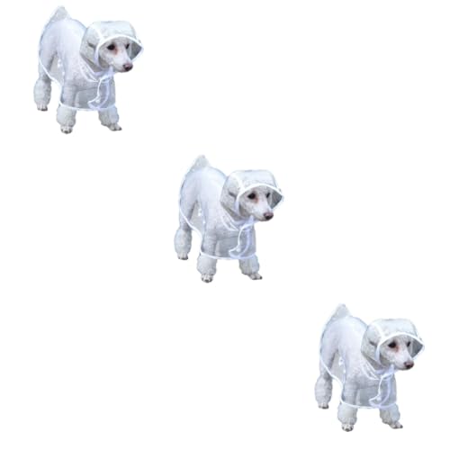 3st Klare Regenjacke Transparenter Regenmantel Welpen-Hoodie Regenjacke Für Hunde Hunderegenmäntel Für Kleine Hunde Reflektierender Kapuzenpullover Poncho Weiß Leicht Kleiner Hund von Housoutil