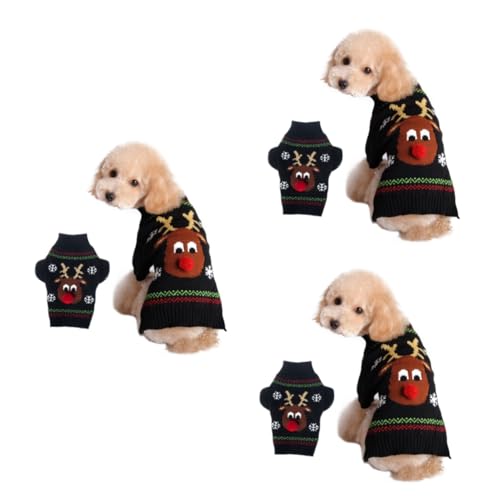 Housoutil 3St Herbstpullover Hunde Niedlich mittlerer Hund Kleiner Hundepullover Cartoon-Pullover Kleider Kleidung Hundeweihnachtspullover Welpenpullover Karikatur von Housoutil