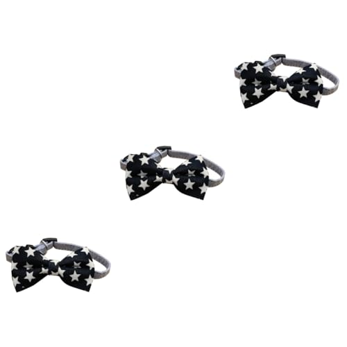 Housoutil 3 Stück Haustier-Fliege Hundehalsband Im Schleifenknoten-Stil Katzenhalsband Verstellbar Handgenäht Baumwoll-Canvas Edelstahl Glocke Stern Größe S von Housoutil