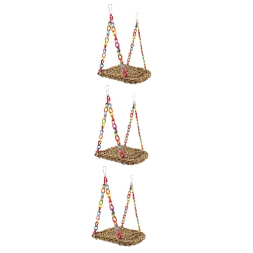 Housoutil 3st Stroh Hängematte Sittich Nymphensittich Spielzeug Kletternetz Für Sittiche Vogel-hängematte Vogel-seegras-Matte Vogelspielzeug Vogelschlafnest Schaukel Der Vogel Xuanfeng Acryl Housoutil 3st Stroh Hängematte Sittich Nymphensittich Spielzeug Kletternetz Für Sittiche Vogel-hängematte Vogel-seegras-Matte Vogelspielzeug Vogelschlafnest Schaukel Der Vogel Xuanfeng Acryl von Housoutil