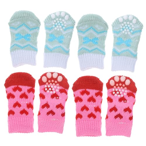 Housoutil 4 Paare Haustier Socken Hundesocken Zum Valentinstag rutschfeste Hundesocken Outdoor-hundesocken Waschbare Hundesocken Gummisocken Für Hunde Pfote Wollsocken Hündchen Baumwolle von Housoutil