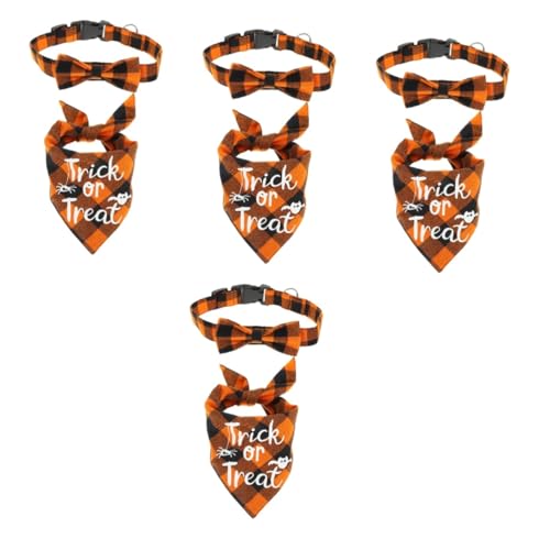 Housoutil 4 Sätze Halloween-Dreiecksschal Hundehalsband für Welpen pet Dress up Krawatten tragbares Hundehalsband hundeschal dekor waschbar schmücken Haustierkleidung Suite dreieckiger Schal von Housoutil