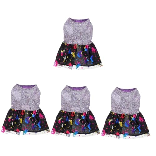 Housoutil 4 Stück Halloween-Kleid für Haustiere Neuheit Welpenkleid Haustierzubehör formelle Kleidung Kleider Party-Haustier-Outfit Hundebekleidung Cosplay Hundekleidung Dekorationen Violett von Housoutil