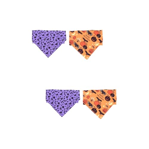 Housoutil 4 Stück Haustier Hund Dreieck Handtuch Hundeschal Handtuch Geckonetz Sabbern Lätzchen Haustier Schal Taschentücher Halloweenkostüm Halloween-hundeschal Polyester Cosplay Schmücken von Housoutil