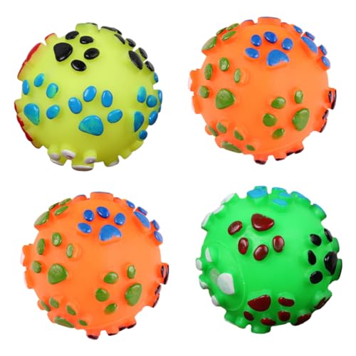 Housoutil 4 Stück Haustier Hund Vinylball entzückendes Kauspielzeug Hunde quietschender Ball Spielzeuge Backenzahnspielzeug süßes Hundespielzeug Bissfest Zubehör Hundebedarf von Housoutil