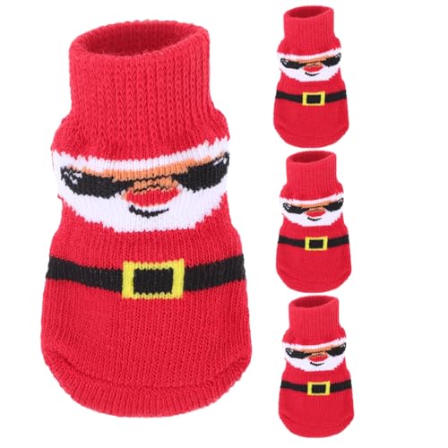 Housoutil 4 Stück Haustier Socken Plüschstiefel Für Haustiere Hunde-weihnachtssocken Hundesocken Gegen Kratzer Pfotenschutz Für Den Winter Hundebeinwärmer Ältere Polyester Die Katze Boden von Housoutil