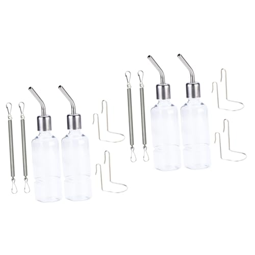 Housoutil Hasen Flasche Flasche Kaninchen Wasserflasche 4 Stück Haustier Trinkflaschen Aus Edelstahl Mit Flachem Spender Hamster-wasserflasche von Housoutil