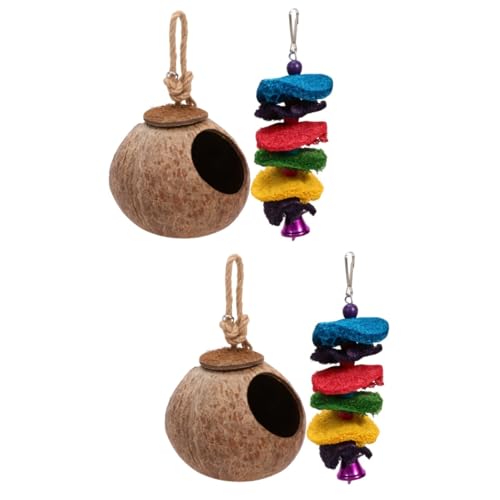 Housoutil Spielzeug Für Haustiere 4 Stück Spielzeug Vögel das Vogelnest Kokosnest Papageienkäfig Bambus Zubehör Für Vogelkäfige von Housoutil