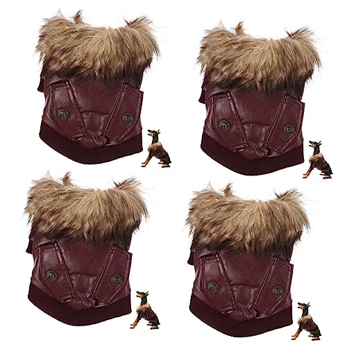 Housoutil 4 Stück Warme Hundejacke Welpenkleid Hunde Winterjacke Hundemäntel Für Kleine Hunde Winddichte Hundekleidung Warme Hundekleidung Warmhaltende Hundebekleidung Pu Lipgloss Haustier von Housoutil