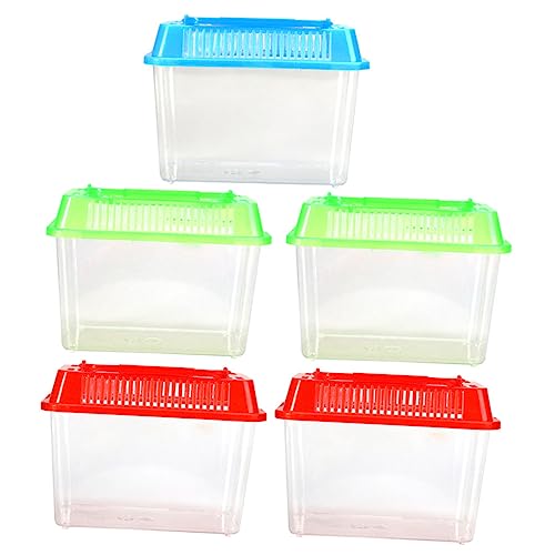 Housoutil 5st Tragbares Mini-Aquarium Mini-fischbox Aus Handaquarium Goldfisch-wohnboxen Tragbares Aquarium Futterbox Für Schildkröten Reptilien-Terrarium-lebensraum Hamster Handheld Plastik von Housoutil