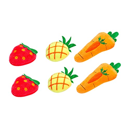 Housoutil 6er-Pack Kätzchenspielzeug Plüsch Erdbeere Ananas Karotte Kaupuppen Für Katzen Spielspaß von Housoutil