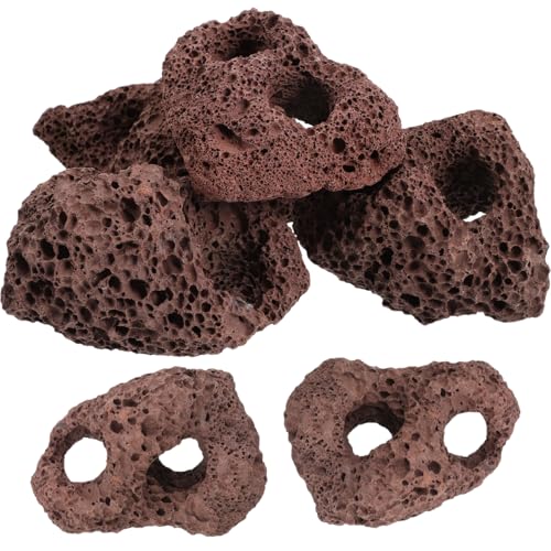 Housoutil Felsen Vulkanische Aquarium Landschaft Ornamente 6Pcs Aquariumgestein Vulkansteine ​​Dekorativ von Housoutil