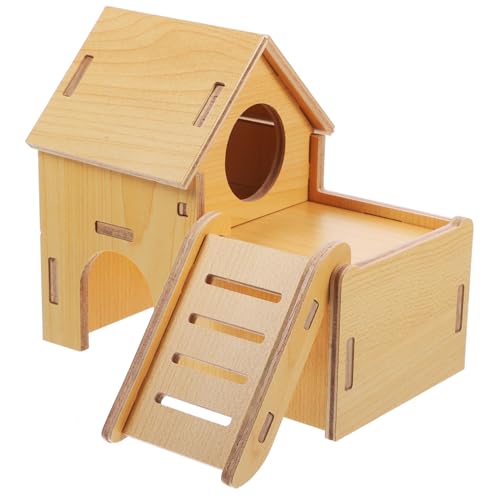 Housoutil Luxus-hamsternest Aus Holz Für Haustiere Versteck Burg Bequemes Bett Meerschweinchen-Spielzeug von Housoutil