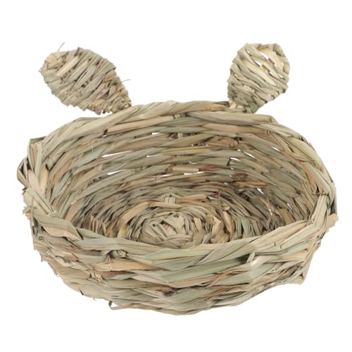 Housoutil Hasenstall Aus Stroh Kaninchennest Handgefertigtes Nest Handgewebtes Nest Kleines Tiergrashaus Kleines Hamsterbett Frettchen-Nest Rattennest Kaninchenkäfig Essbar von Housoutil