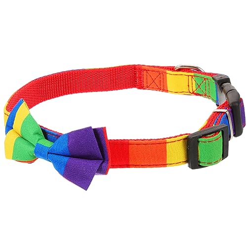 Housoutil Süßes Katzenhalsband Regenbogen Katzenhalsband Haustierhalsband Verstellbares Hundehalsband Mit Schleife von Housoutil