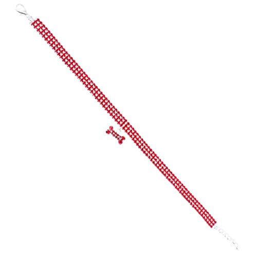 Housoutil Verstellbare Schnalle Kette Haustier Halsband Hund Kristall Halskette Haustierbedarf Modische Strass Halsband Rot von Housoutil