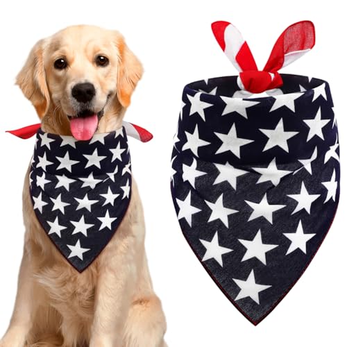 Housoutil Hundehalstuch, Dreieckstuch mit amerikanischer Flagge, mehrfarbiger Stoff, 50 x 50 cm, Welpenzubehör für Hunde von Housoutil