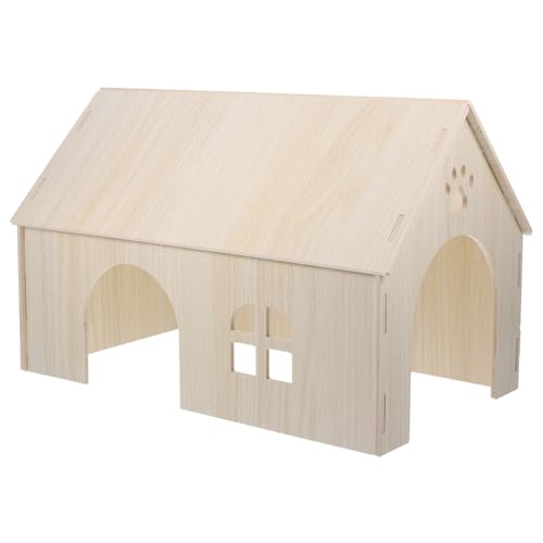 Housoutil Meerschweinchen-Labyrinth Chinchillahaus aus Holz kleine Tierhäuser Haustier Spielzeug Hamsternest Kleines Tierhaus aus Holz hölzern Eichhörnchen Nest Ananas von Housoutil