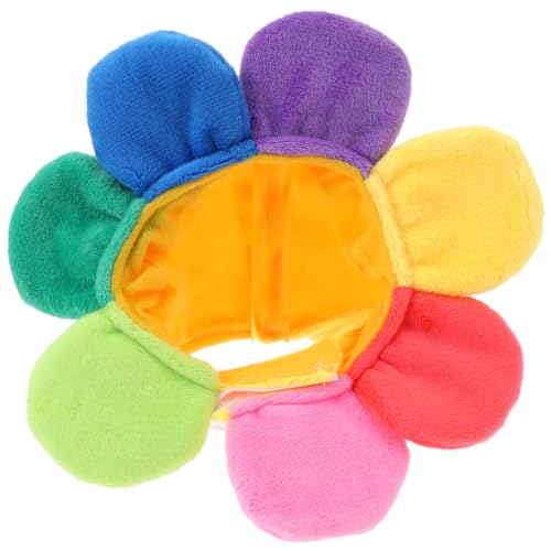 Housoutil Sonnenblumen-Katzenhut Lustige Hunde-Kopfbedeckung Katzen-Verkleidung Bunter Blumen-Kopfschmuck Tier-Cartoon-Kostüm Für Katzen Kleine Hunde Kätzchen Welpen Accessoire von Housoutil
