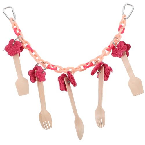 Housoutil Vogel-Kauspielzeug mit Holzlöffeln Hängendes Kauspielzeug Krallenschleifspielzeug Lovebirds-Käfigzubehör für Papageien Sittiche Nymphensittiche Sittiche Aras Rosa Housoutil Vogel-Kauspielzeug mit Holzlöffeln Hängendes Kauspielzeug Krallenschleifspielzeug Lovebirds-Käfigzubehör für Papageien Sittiche Nymphensittiche Sittiche Aras Rosa von Housoutil