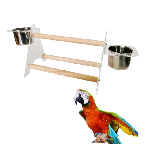Housoutil Vogelbarsch Papageienspielzeug Feeder Tisch-Feeder Spielzeuge Futterspender für Papageien Papageienschale Acryl Papageienzubehör Stativ Stand Bambus von Housoutil