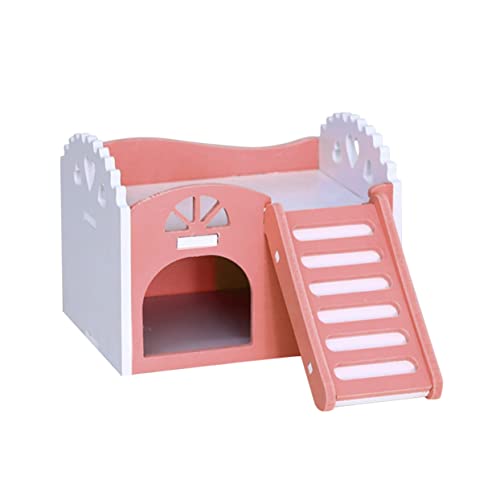 Housoutil Zwerghamsterhaus Zwerghamster Häuser Hamsterbiss Spielzeug Hamster Holzhaus Hamsterhäuschen aus Holz Rennmaus Spielzeugtiere Hamsterkäfig Mini Zubehör Bambus von Housoutil