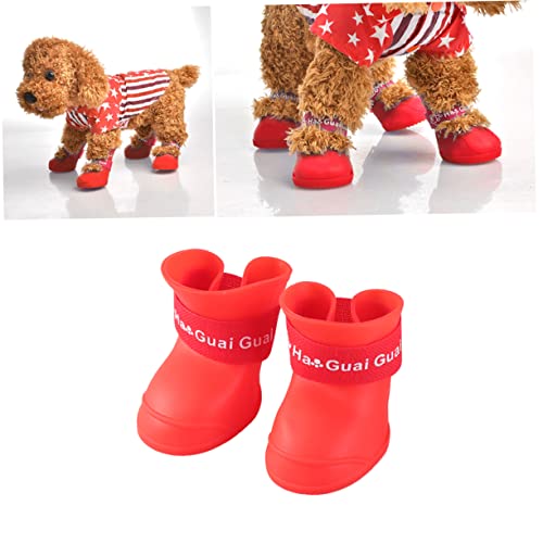 Housoutil Regenstiefel für Welpen süße Regenstiefel Modestiefel Schneestiefel hundeschuhe Regenstiefel für Hunde Gummi-Regenschuhe für Hunde Welpenschuhe rot von Housoutil