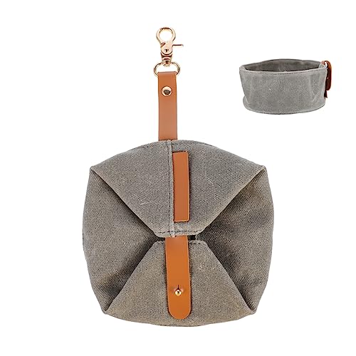 Housoutil Tragbarer Faltbarer Hundenapf Aus Canvas-Material Für Reisen Mit Haustieren Hundefutter Wassernapf Welpenfutter von Housoutil