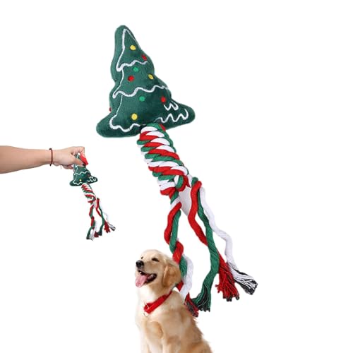 Houssem Hundespielzeug aus Seil - Weihnachts-Welpenspielzeug,Interaktives Zahnreinigungsseilspielzeug zur Linderung und zum Training von Langeweile, Plüsch-Kauspielzeug für Welpen von Houssem