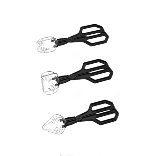 3 x Reptilien-Futter-Clip-Zange, Haustierkot-Reinigungswerkzeug, Kunststoff, transparent, Klemme mit Lüftungsschlitzen, Insektenfangklemme für Eidechse, Frosch, Schildkröte, Spinne von Houtokit