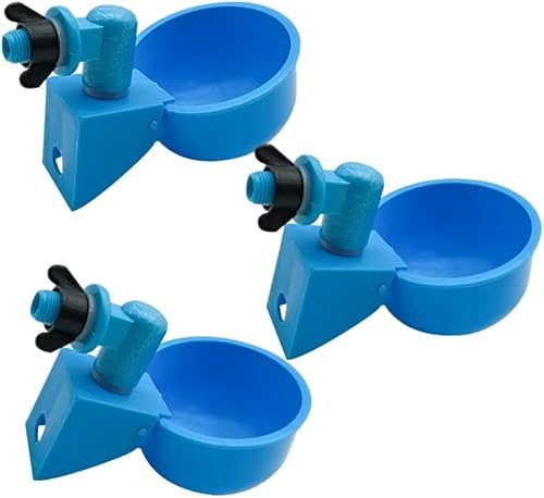 3Pcs Automatische Geflügel Tränke 3/8 Zoll Gewinde Füllen Tränke Tassen Huhn Trinken Schüssel Feeder für Enten, Vögel, Wachtel, Huhn, Hahn (blau) von Houtokit