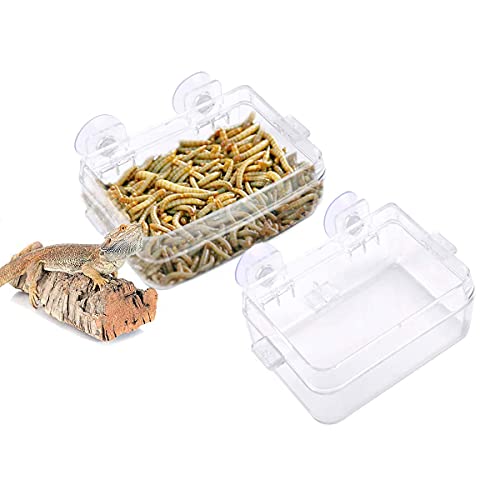 Houtokit 2 Pcs Reptilien Futterschale, Chamäleon Schüssel Anti-Escape Food Dish Schüssel mit Saugnapf für Chamäleon Leguan Eidechse Reptilienfutter und Wasserfütterung von Houtokit