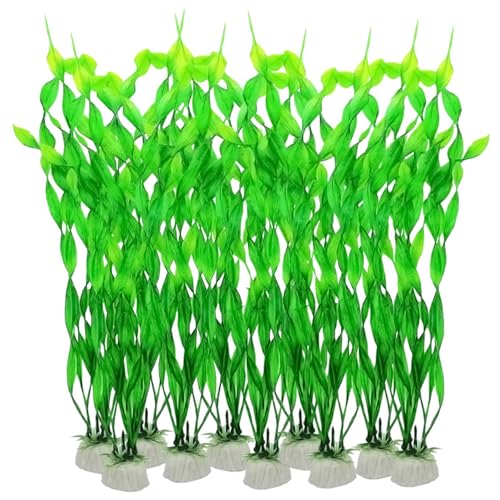 10pcs/Pack Artificial Aquariumpflanzen 12 Zoll Aquariumpflanzen mit Steinbasis Realistische Fischtankpflanzen mit geringer Wartung für Fischschalenfischtank oder tropische Fisch -Aquariumpflanzen für von HoveeLuty